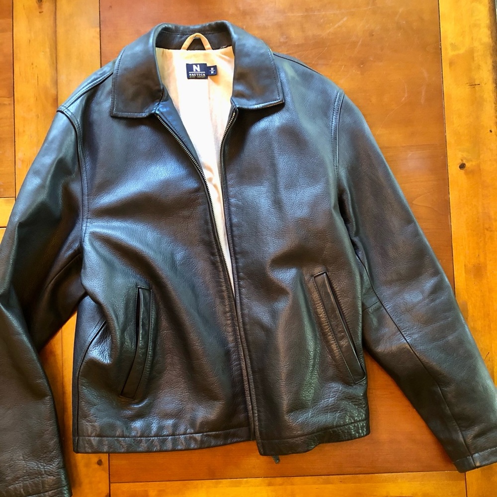 Nautica Men’s Leather Jacket Sized Medium